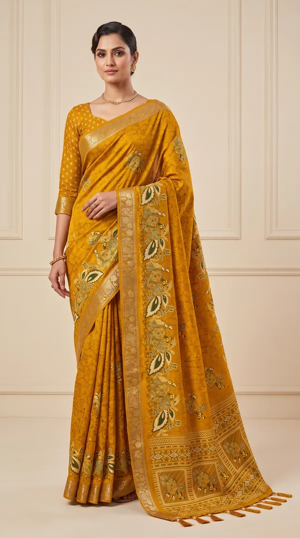 soma_Golden_Yellow__Jacquard_Woven_Saree_With_Traditional_Zari_Borders