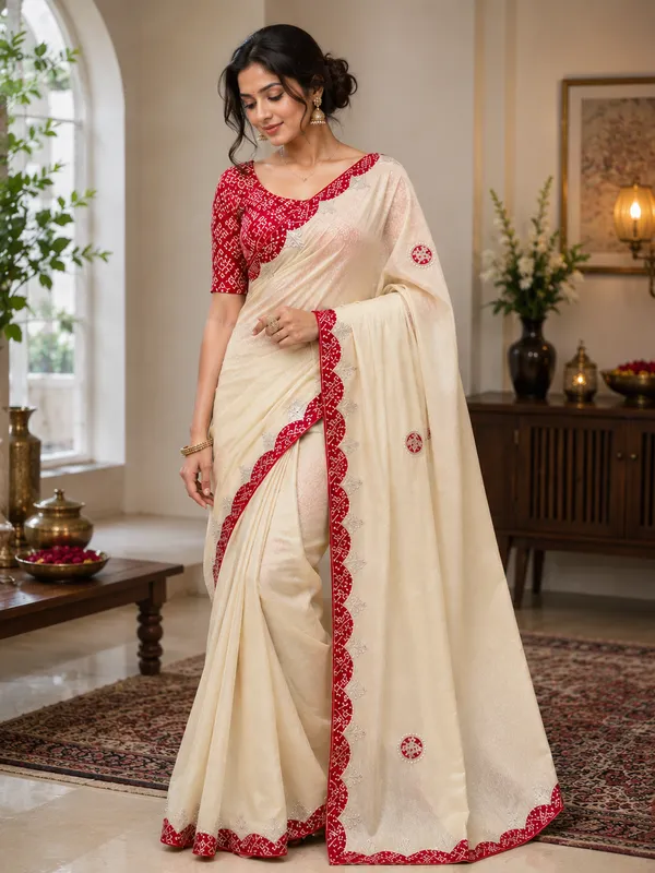 SOMA_Off-White_Cream_Dillion_Cotton_Embroidered_Border_Saree_With_Red_Sequin_Work