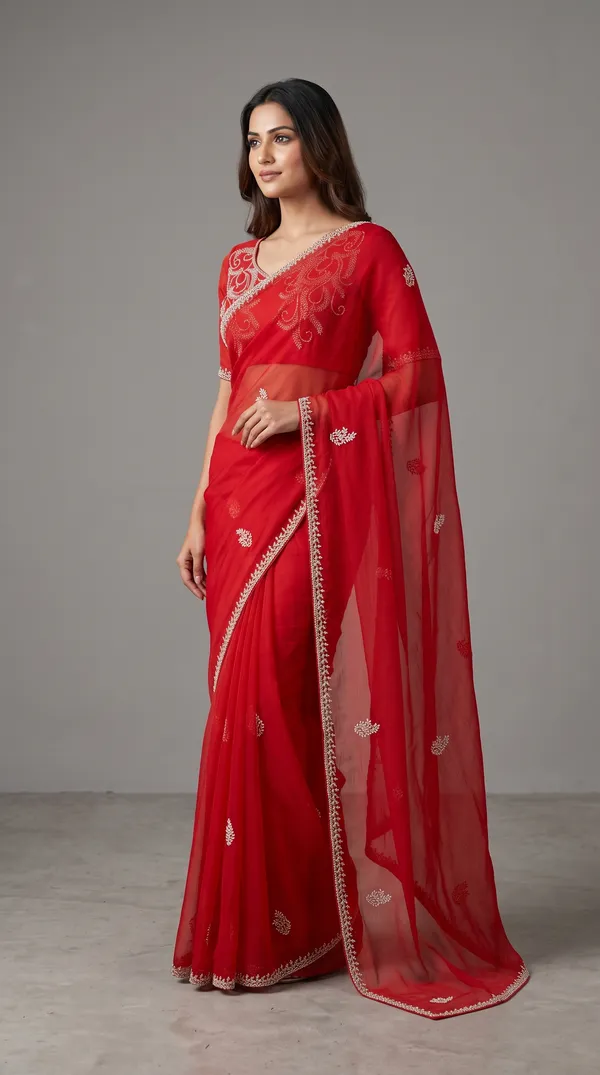 soma_Vibrant_Red_Saree_With_Elegant_Gold_Embroidered_Motifs_And_Matching_Blouse