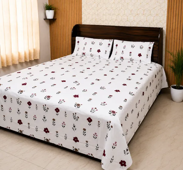 White_Floral_Block_Print_Double_Bedsheet_Set