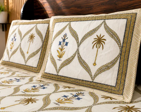 White_Botanical_Block_Print_Double_Bedsheet_Set