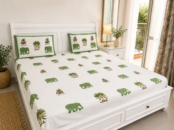 Elephant_Handblock_Bedsheet