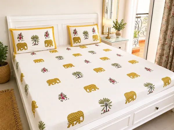 Elephant_Handblock_Bedsheet