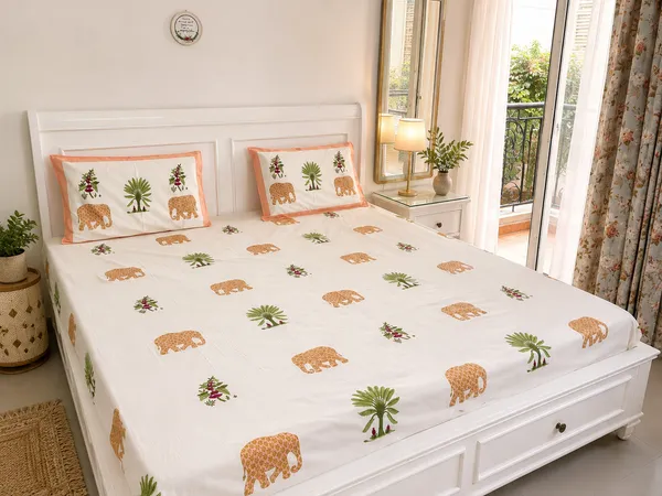 Elephant_Handblock_Bedsheet