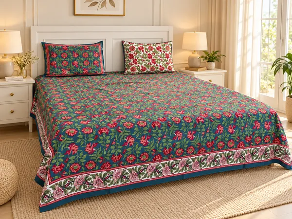 Floral_Teal_Bedding_-_King_Size