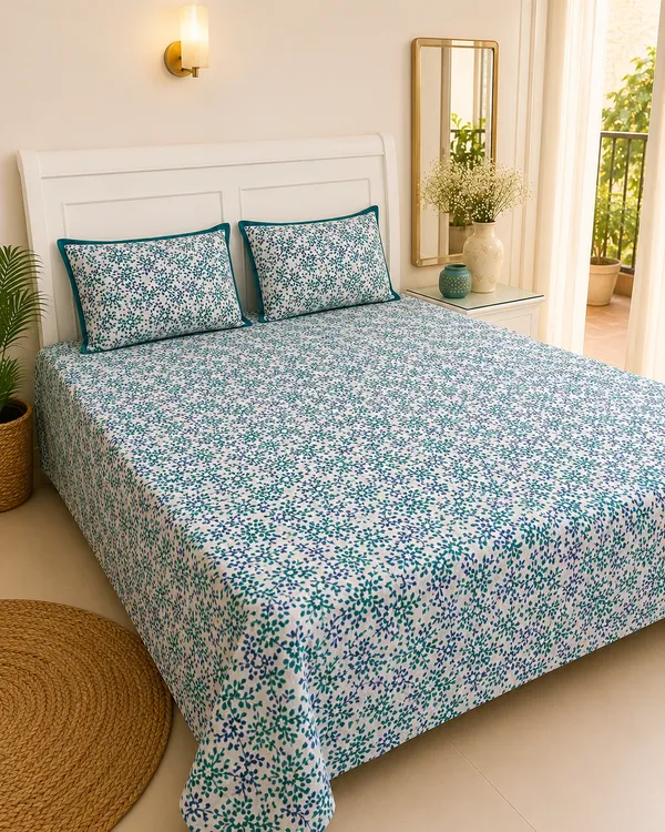 Garden_Lattice_Printed_Bedsheet_With_Pillow_Cover