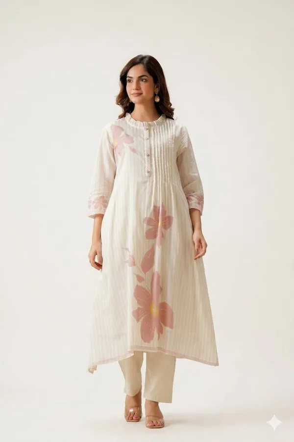 White_Cotton_Floral_Print_A-Line_Kurta_Set_For_Women