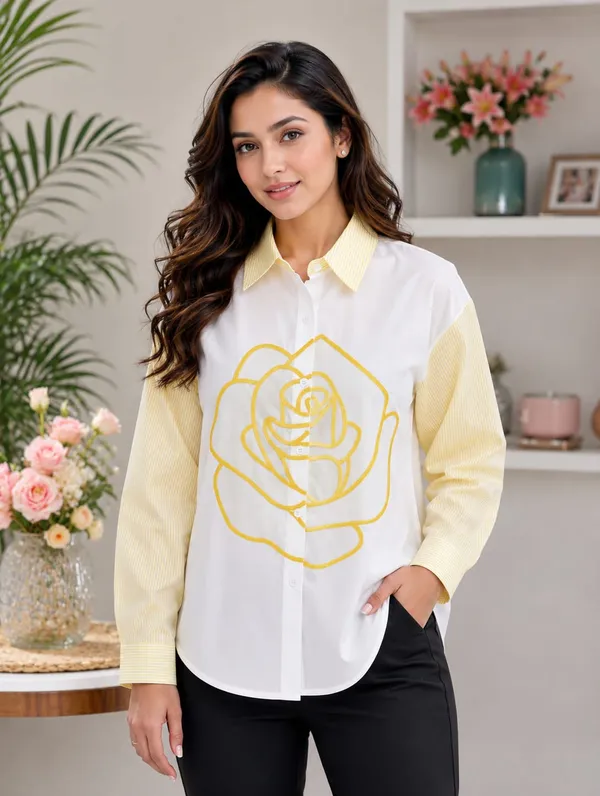 White_Yellow_Cotton_Relaxed_Fit_Floral_Print_Shirt_For_Women