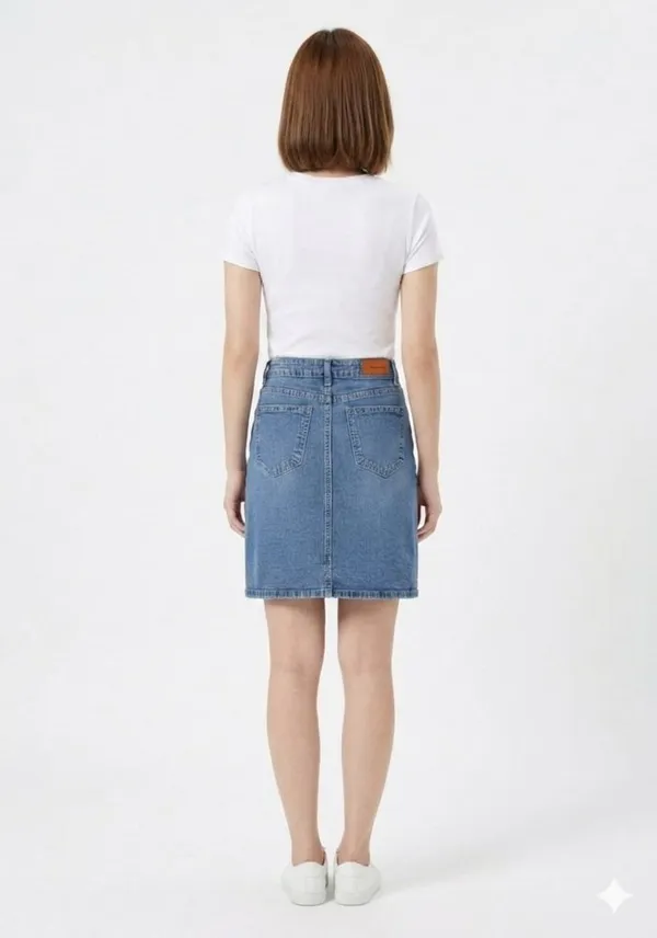 Light_Blue_Denim_High-Waist_Straight_Mini_Skirt_For_Women