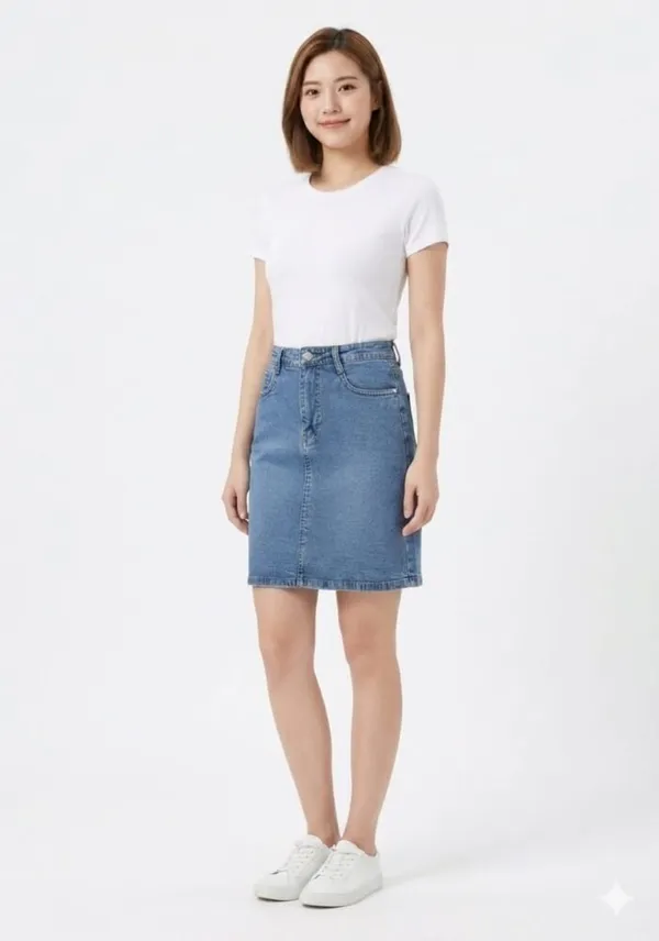 Light_Blue_Denim_High-Waist_Straight_Mini_Skirt_For_Women
