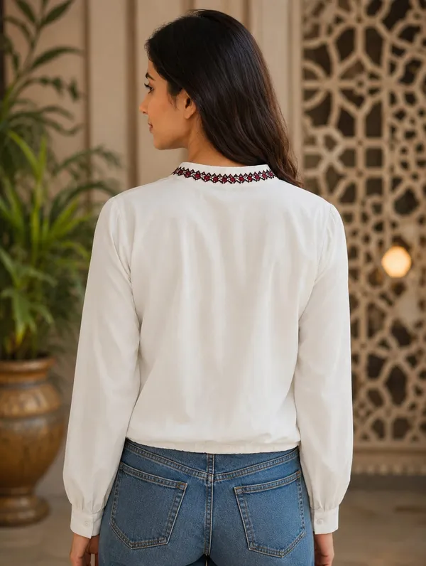 White_Cotton_Relaxed_Fit_Floral_Embroidered_Shirt_For_Women