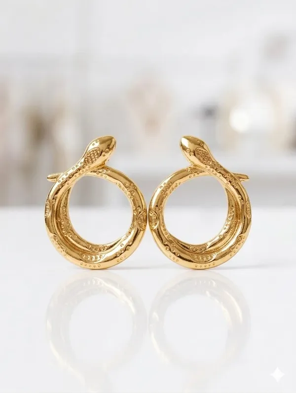 Gold_Enamel_Ouroboros_Serpent_Hoop_Earrings_For_Women
