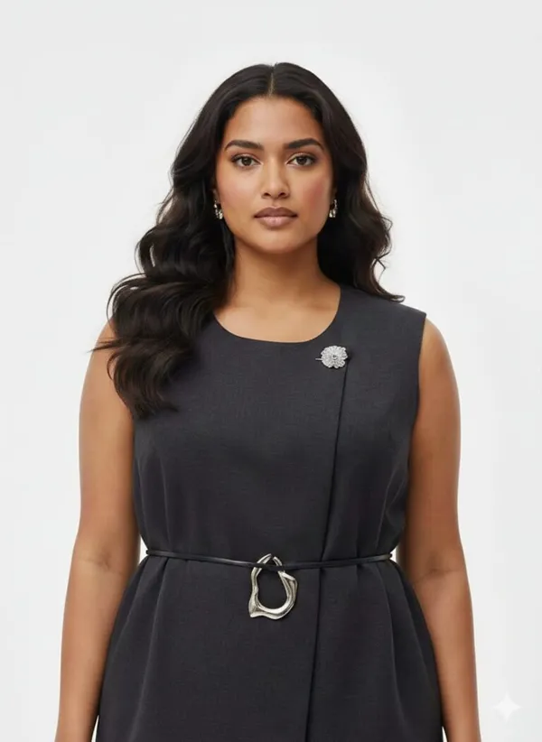 Navy_Blue_Linen_Sleeveless_Asymmetric_Wrap_Tailored_Set_For_Women