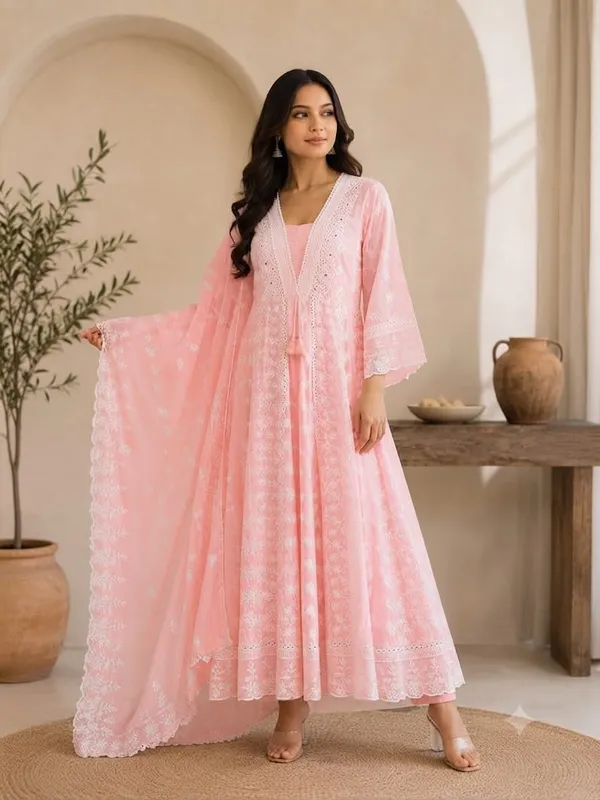 Pink_Chikankari_Flared_Anarkali_Kurta_Set_For_Women