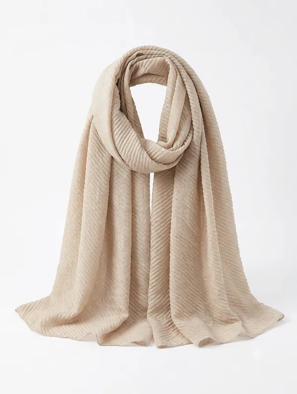 Champagne_Gold_Silk_Chevron_Crinkle_Scarf_Stole_For_Women