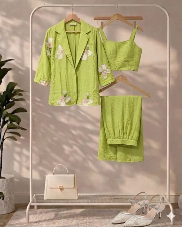 Green_Organza_Fluid_Oversized_Shrug_Co-Ord_Set_For_Women