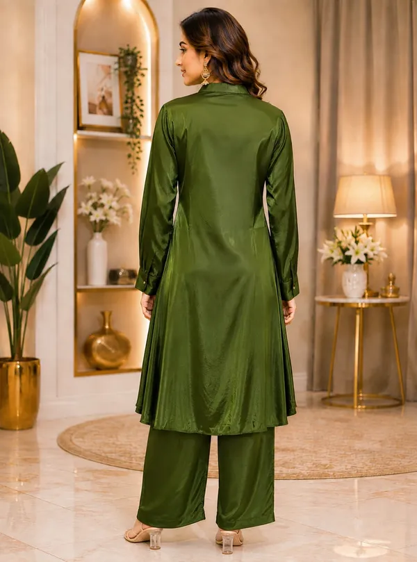 Satin_Olive_Kurta_&_Pant_Set