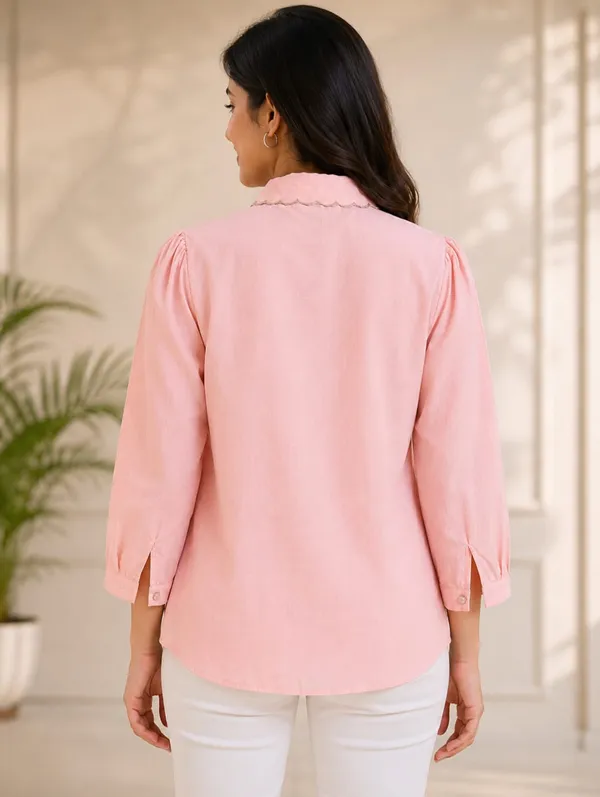 Pink_Cotton_Relaxed_Fit_Floral_Hem_Button_Front_Shirt_For_Women