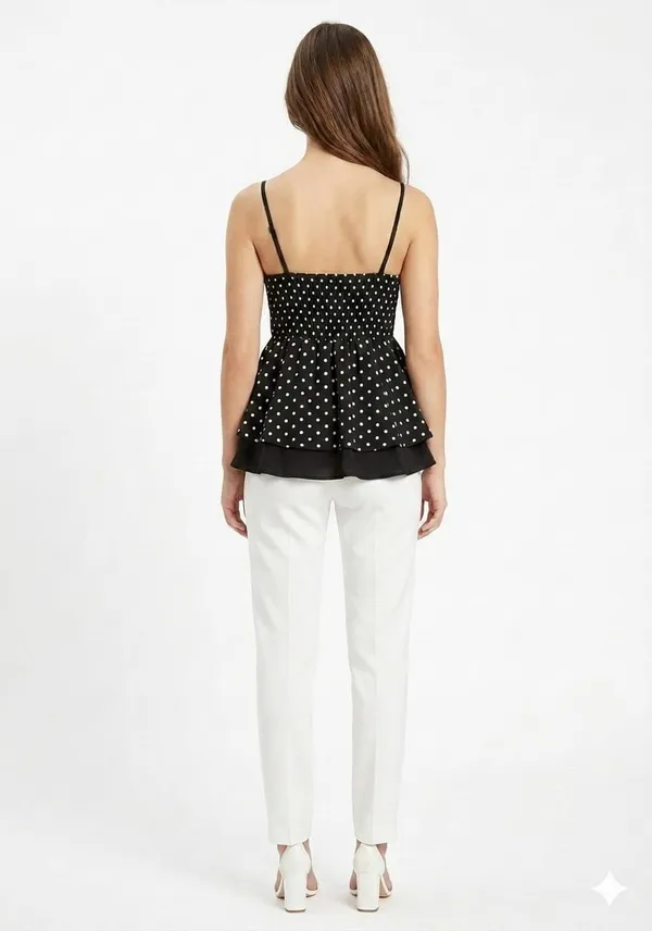 Black_Satin_Polka_Dot_Corset_Peplum_Top_For_Women