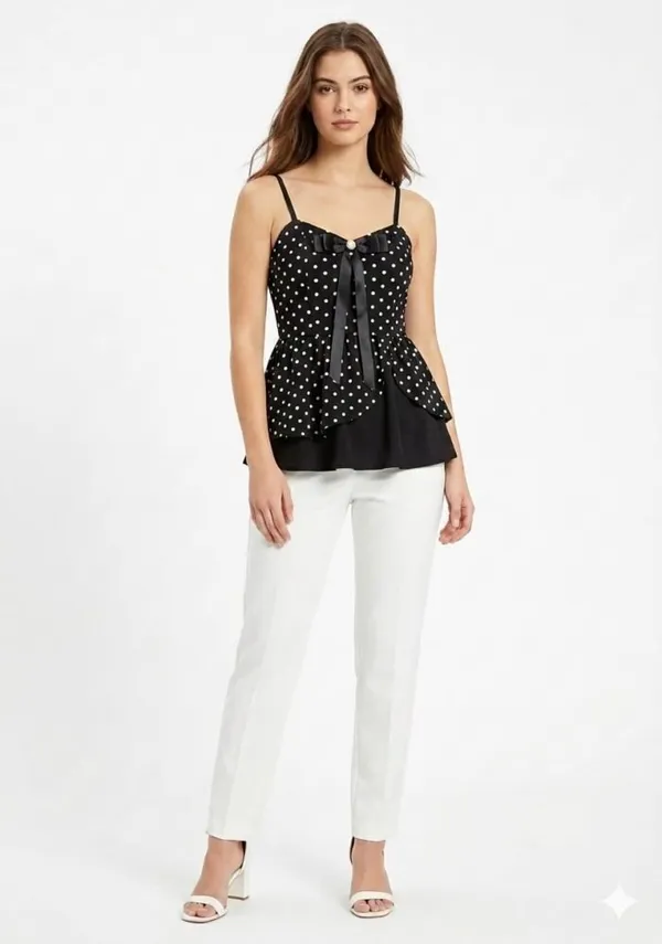 Black_Satin_Polka_Dot_Corset_Peplum_Top_For_Women