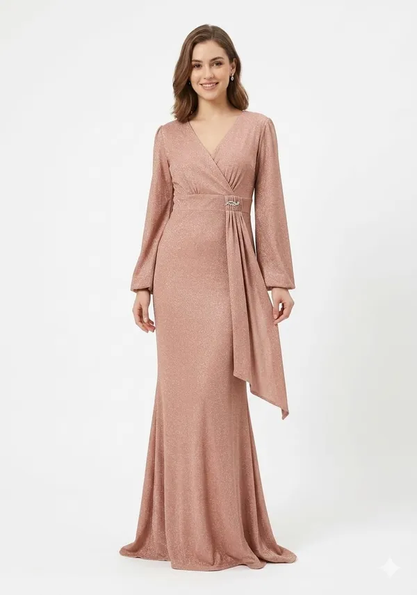Rose_Gold_Lycra_Mermaid_Shimmer_Dress_For_Women