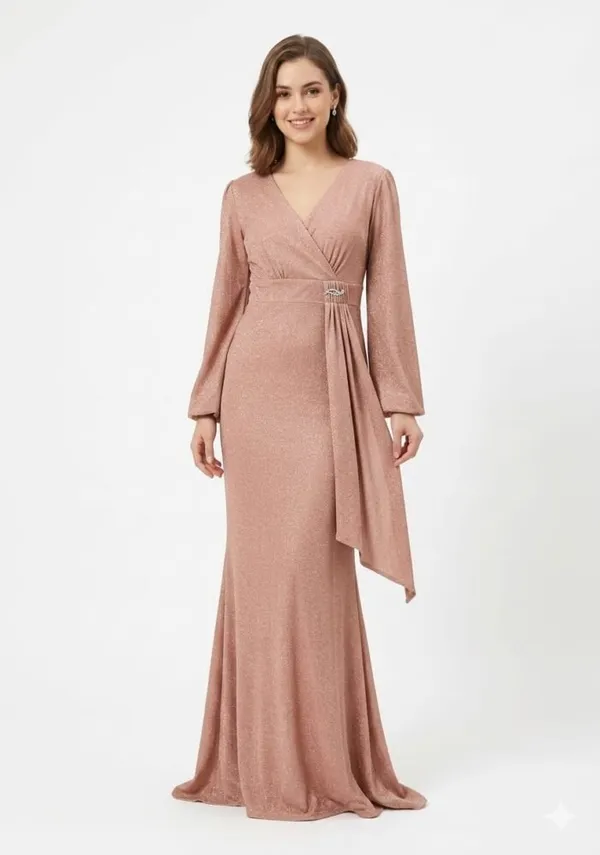 Rose_Gold_Lycra_Mermaid_Shimmer_Dress_For_Women