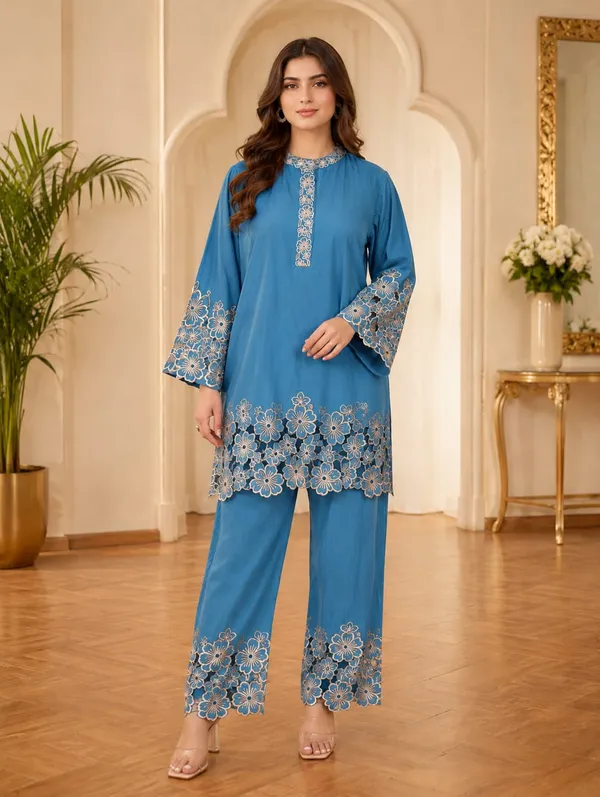 Blue_Floral_Cutwork_Embroidered_Linen_Co-ord_Set