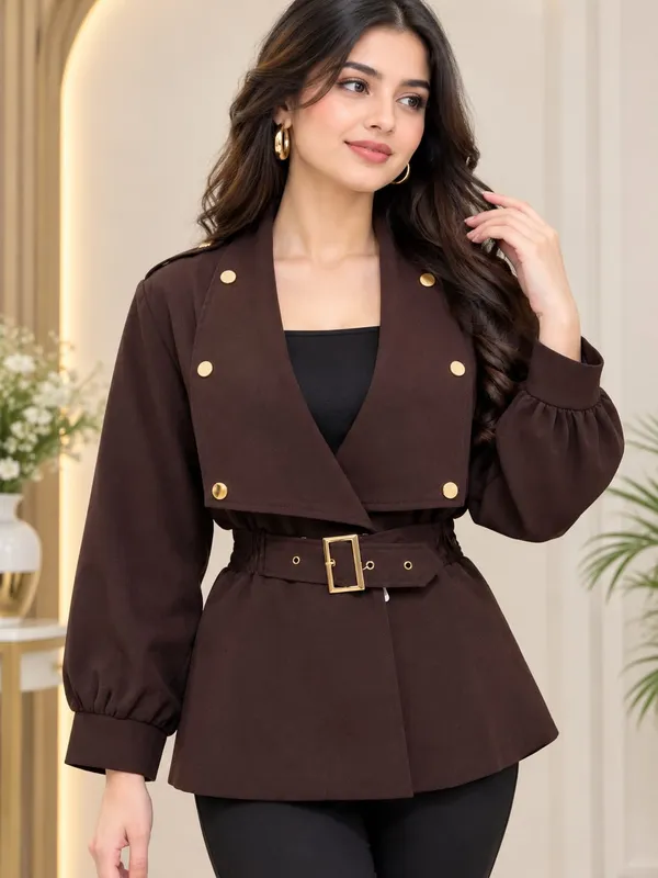 Chocolate_Brown_Belted_Peplum_Jacket_Top