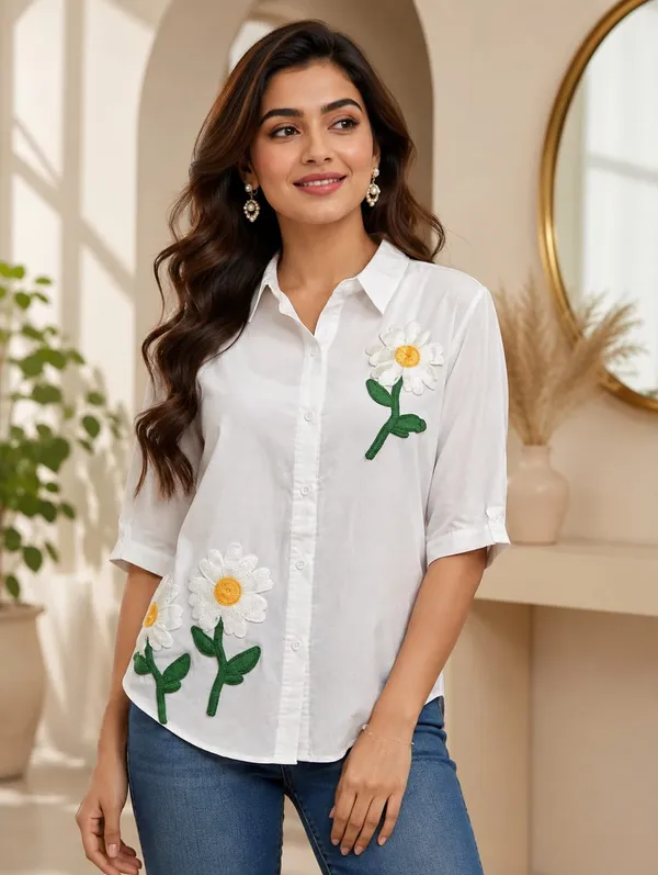 White_Cotton_Straight_Fit_Floral_Embroidered_Shirt_For_Women