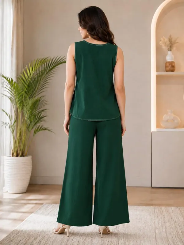 Dark_Green_&_Beige_Color-Blocked_Co-ord_Set