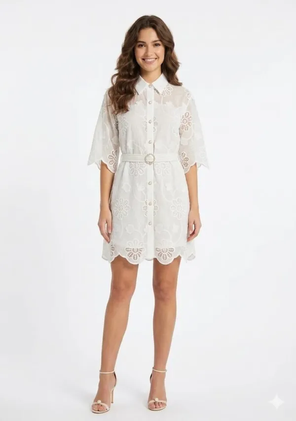 White_Crepe_Pin-Tuck_Floral_Print_Dress_For_Women