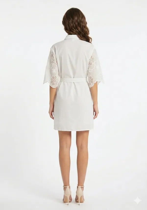 White_Crepe_Pin-Tuck_Floral_Print_Dress_For_Women