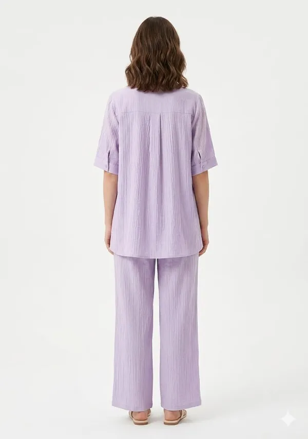 Lilac_Organza_Peacock_Embroidered_High-Low_Tunic_Co-Ord_Set_For_Women