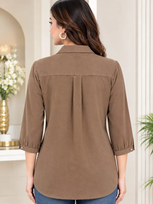 Glaze_Brown_Floral_Embellished_Linen_Shirt