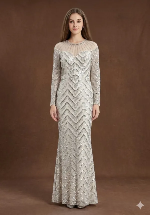 Glimmer_Chevron_Long-Sleeve_Evening_Gown