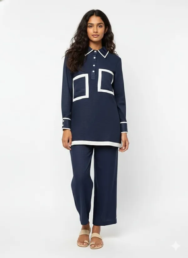 Navy_Blue_Cotton_Wide-Leg_Polo_Tunic_Co-Ord_Set_For_Women
