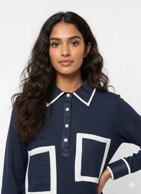Navy_Blue_Cotton_Wide-Leg_Polo_Tunic_Co-Ord_Set_For_Women