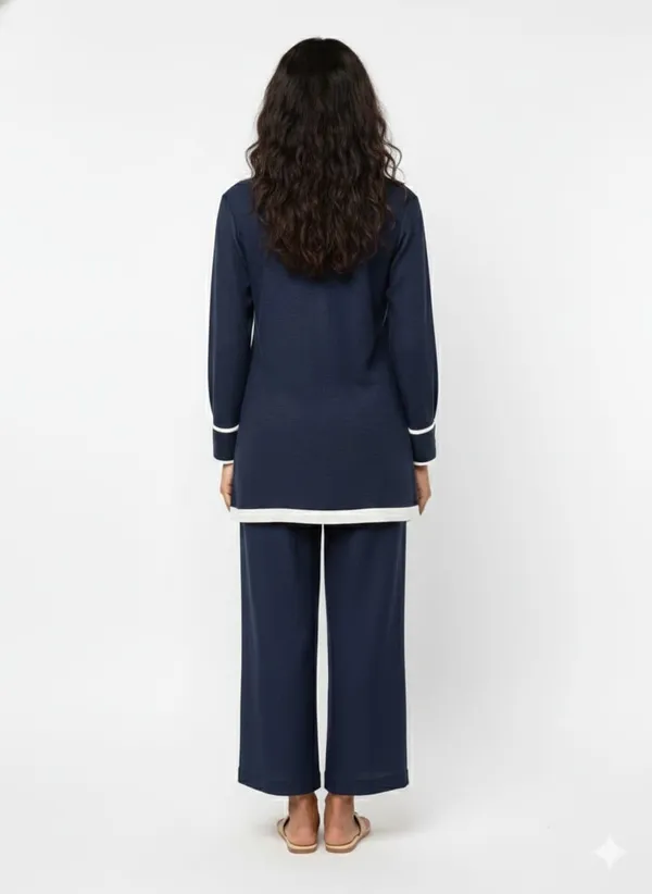 Navy_Blue_Cotton_Wide-Leg_Polo_Tunic_Co-Ord_Set_For_Women