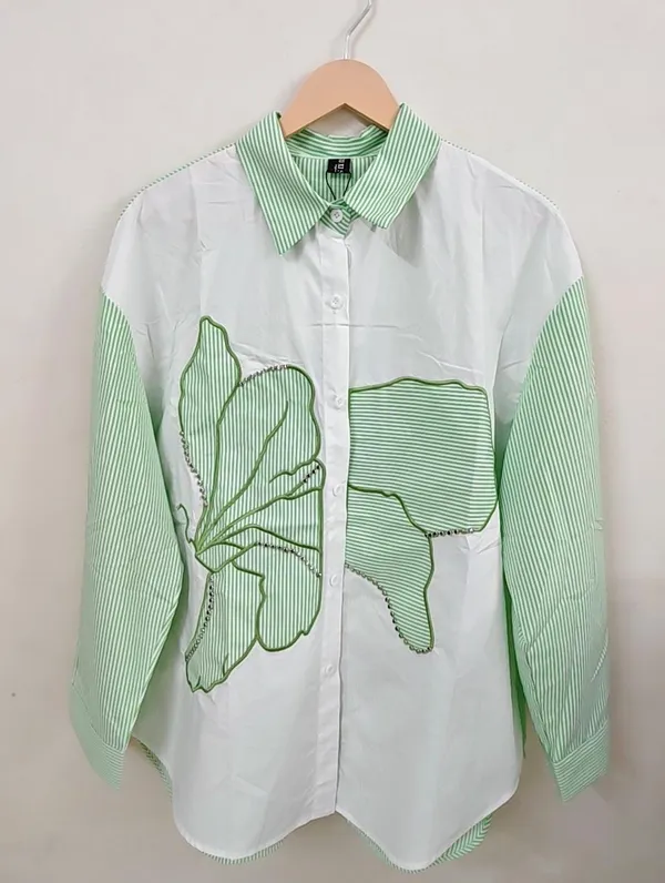 White_Green_Cotton_Relaxed_Fit_Striped_Embroidered_Shirt_For_Women