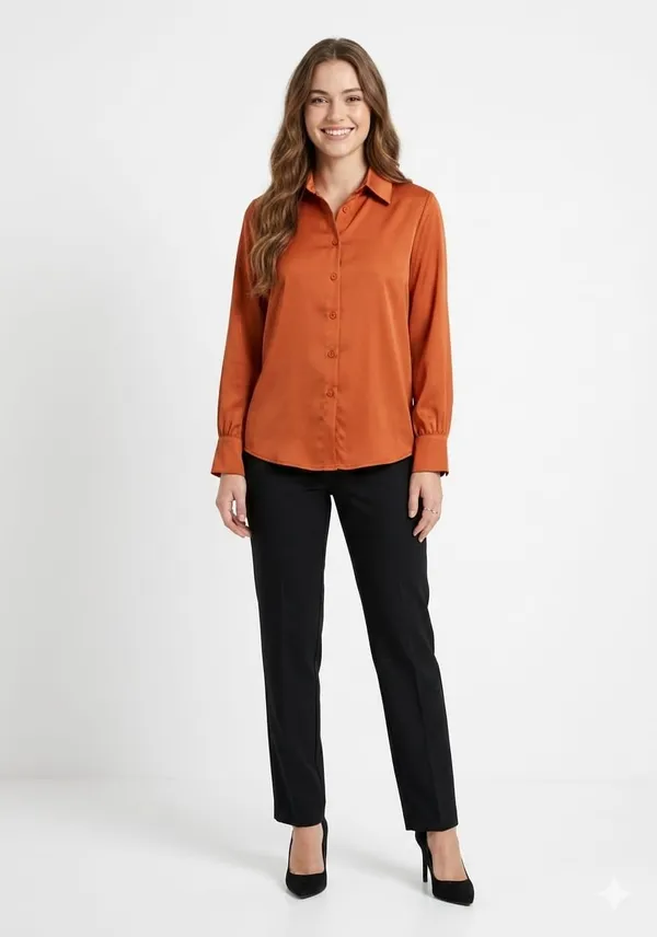 Rust_Orange_Cotton_Satin_Regular_Fit_Spread_Collar_Shirt_For_Women