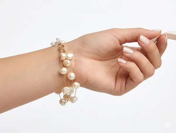 Gold_Crystal_Multi-Strand_Baroque_Pearl_Floating_Bracelet_For_Unisex