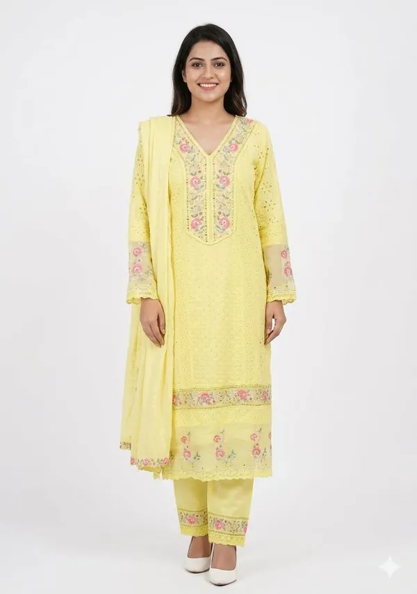 Lemon_Yellow_Chikankari_Straight_Suit_Set_For_Women