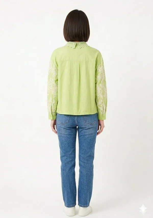 Green_Cotton_Floral_Embroidered_Shirt_For_Women