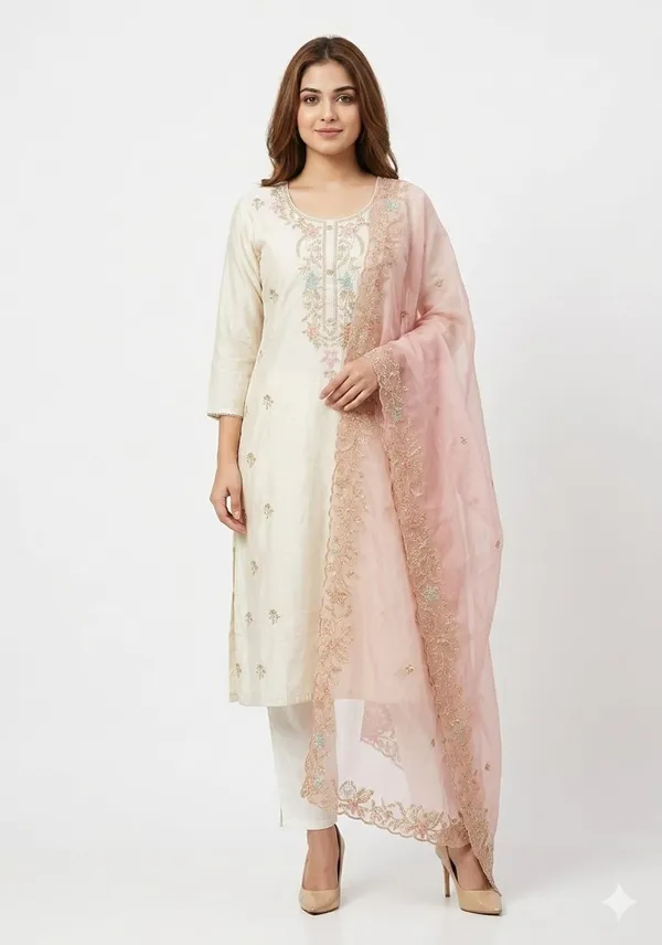 Off_White_Chanderi_Zari_Embroidered_Kurta_Pants_Dupatta_Set_For_Women