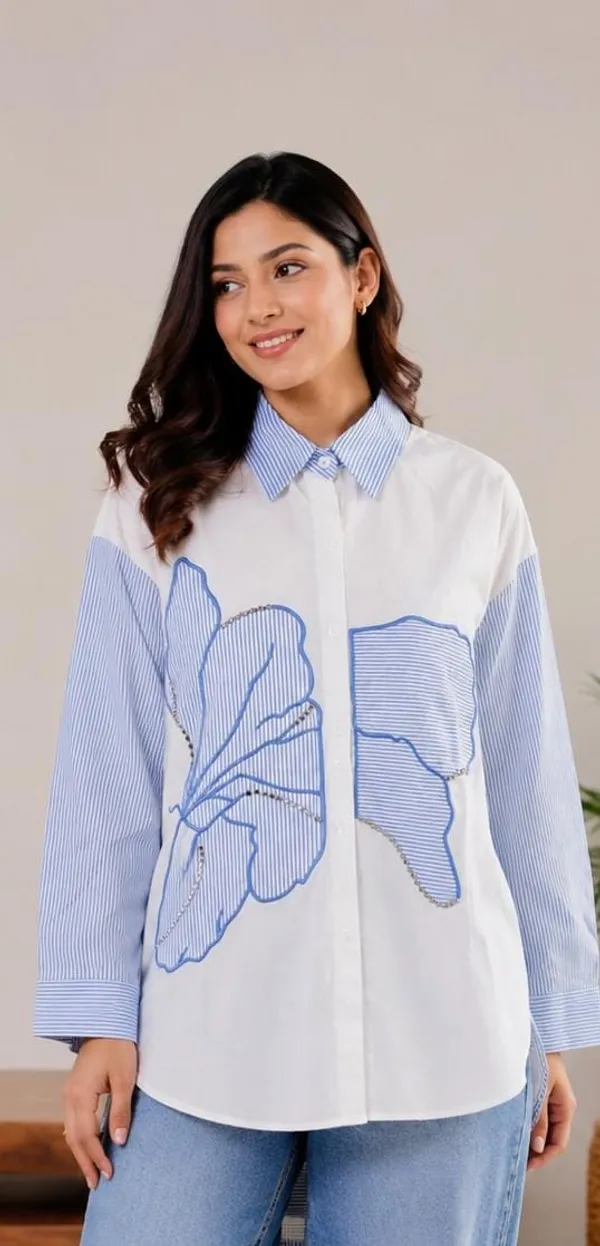 White_Cotton_Relaxed_Fit_Striped_Collar_Shirt_For_Women