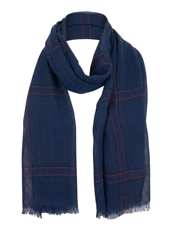 Indigo_Blue_Silk_Windowpane_Check_Stole_For_Women