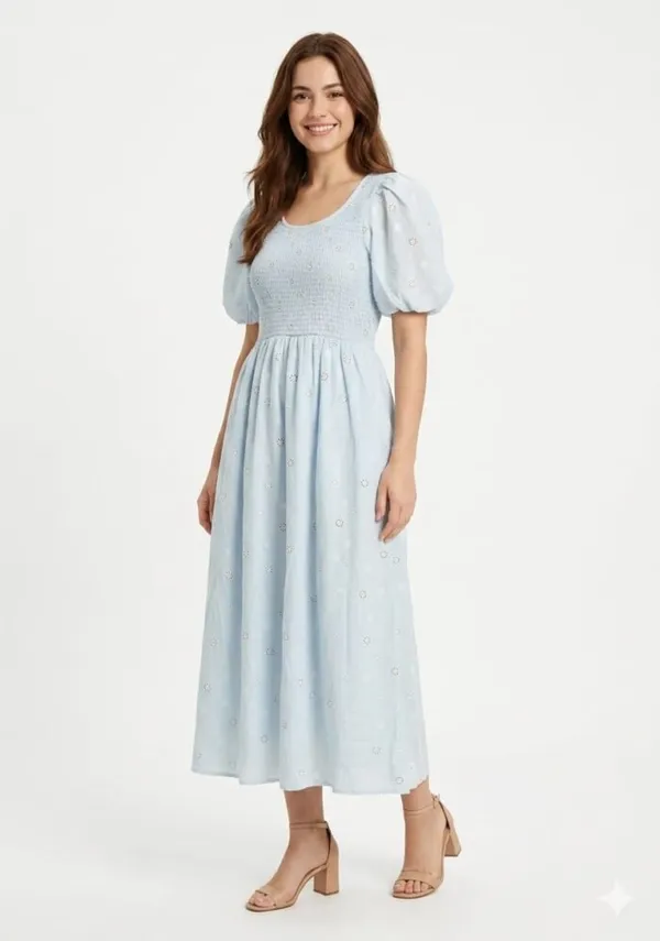 Sky_Blue_Cotton_A-Line_Eyelet_Schiffli_Midi_Dress_For_Women