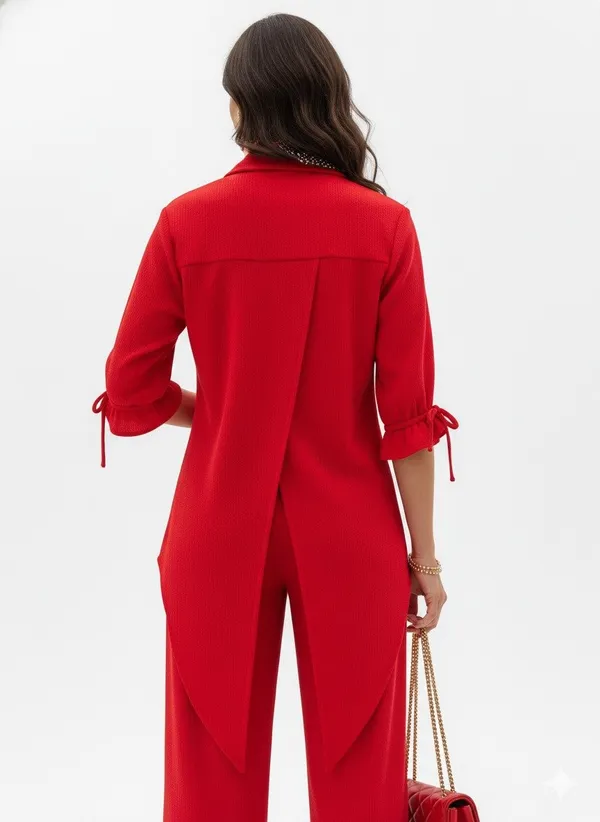 Cherry_Red_Crepe_Tunic_Co-Ord_Set_For_Women