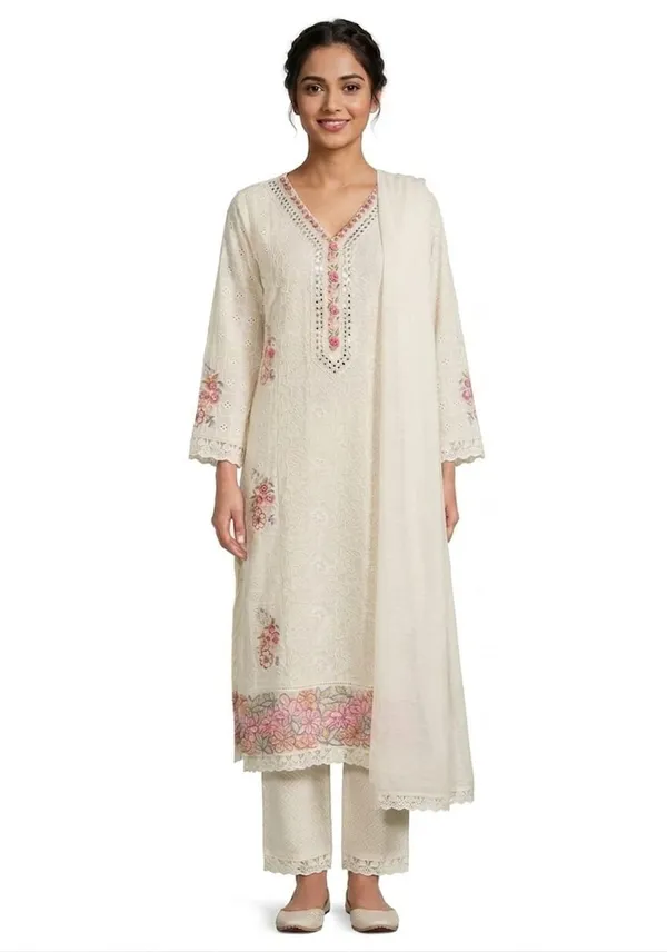Lemon_Yellow_Cotton_Straight_Chikankari_Embroidered_Suit_For_Women