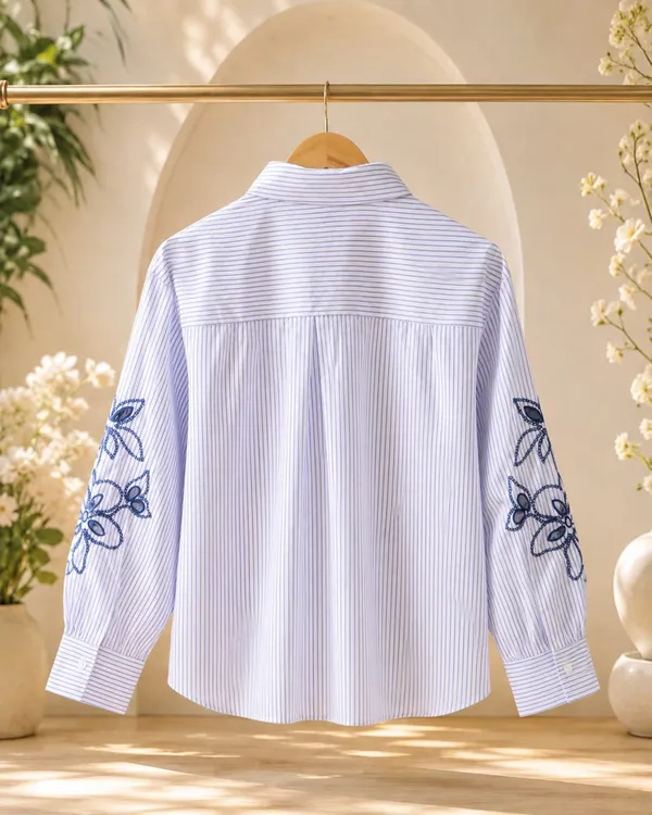 White_Cotton_Relaxed_Fit_Striped_Floral_Embroidered_Shirt_For_Women